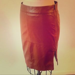 Trina Turk Caramel Leather Pencil Skirt Size 4